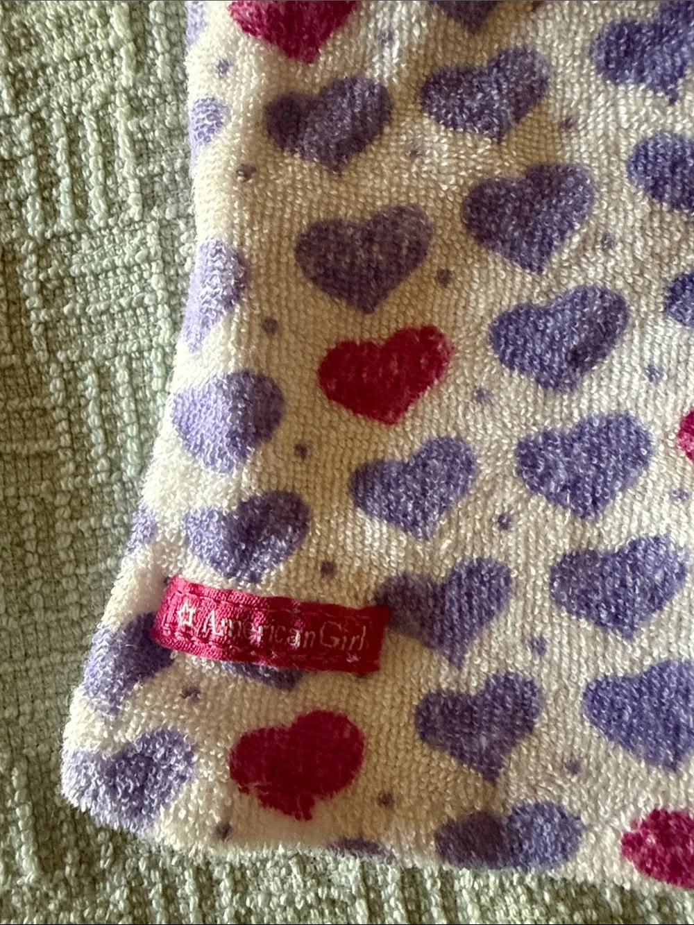 American Girl Purple Heart Dress with Pink Shoes and Pink Underwear